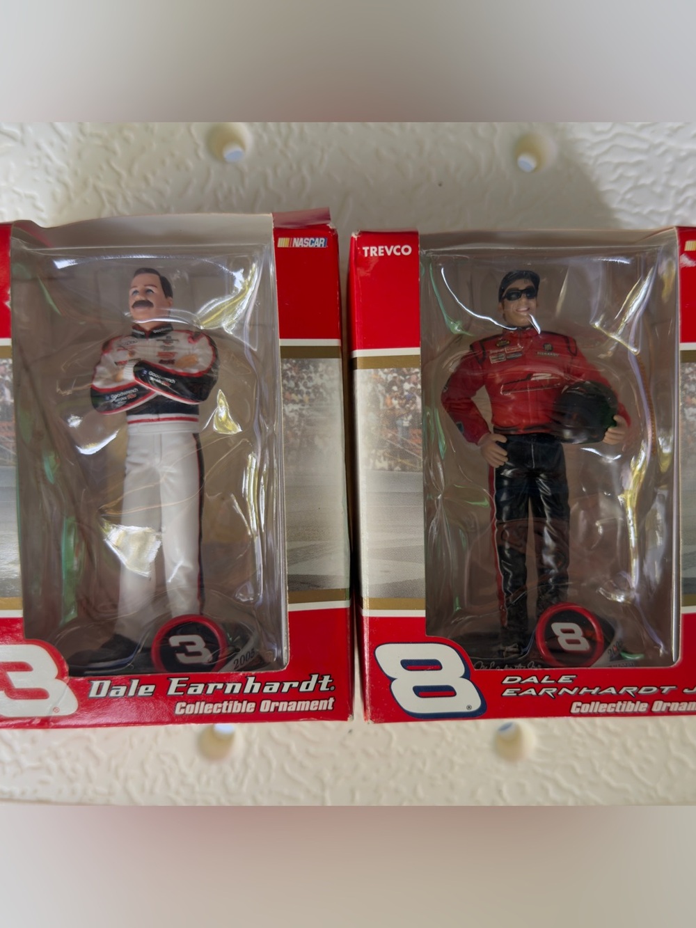 NASCAR Dale Earnhardt #3 & Dale Earnhardt Jr #8 TREvCO Collectible Ornaments Set